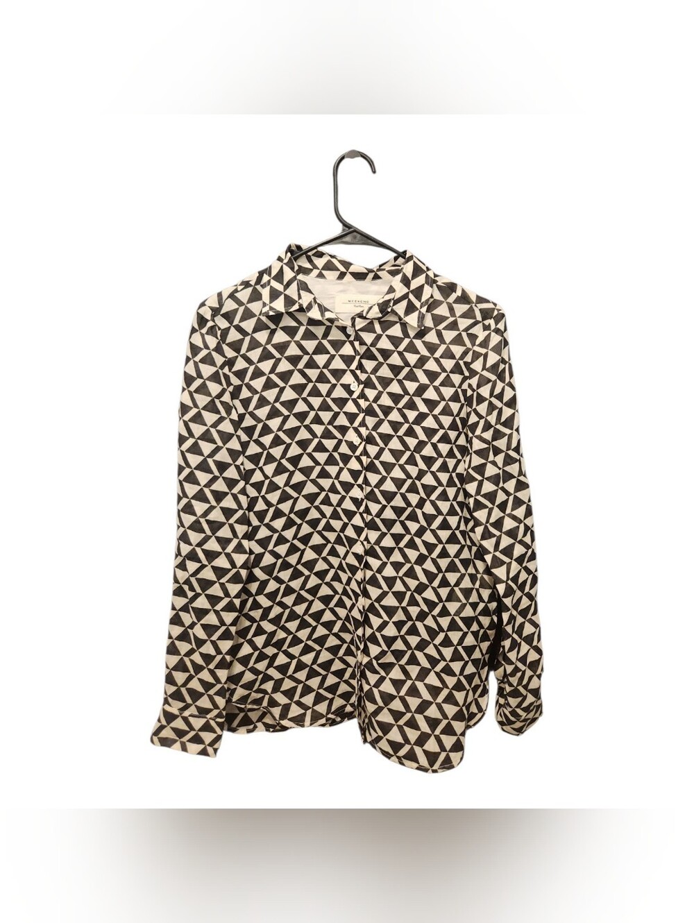 Weekend Max Mara Geometric Print Button Up Blouse Abstract Mod Maximalist Size 6